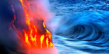 Lava Running Into Waves, In Photos